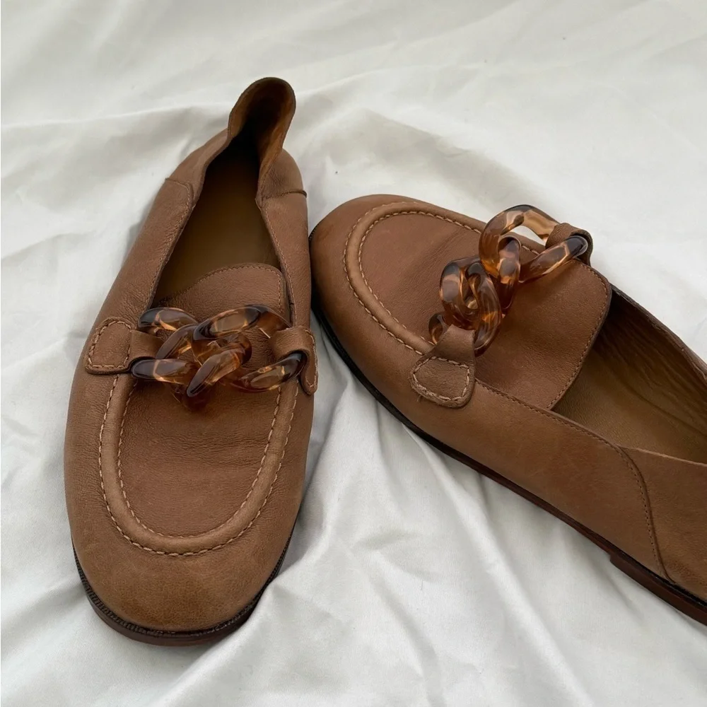 See By Chloe Tan Loafers with Tortoise Chain